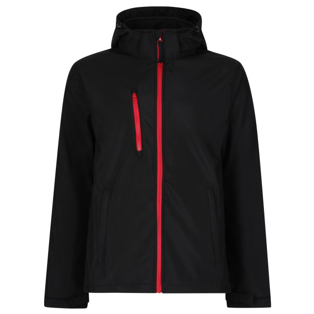Regatta Heren venturer 3 layer hooded soft shell jacket UTFK2621_blackred large