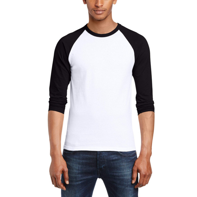 Fruit of the Loom Heren valueweight baseball t-shirt met lange mouwen UTFK2329_whiteblack large