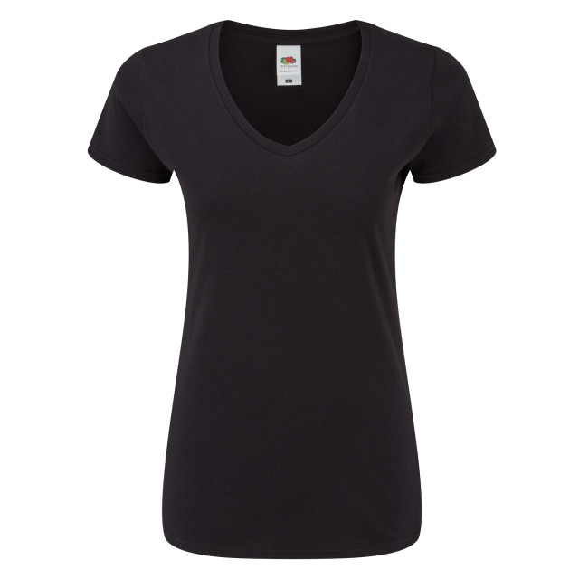 Fruit of the Loom Dames iconisch v hals t-shirt UTFK2428_black large