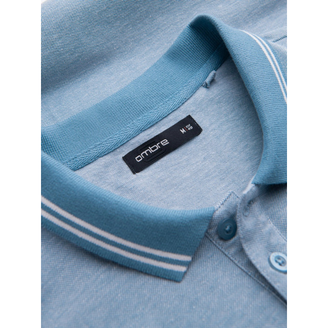 Ombre Poloshirt heren korte mouw blue melange 0109-blm OM-POSB-0109-BLM large