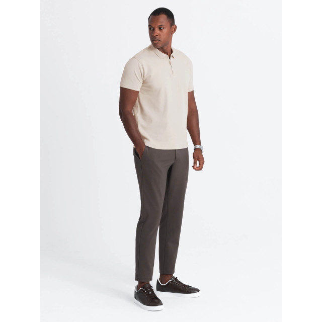 Ombre Poloshirt heren korte mouw met rits creme 0132c OM-POSS-0132C large