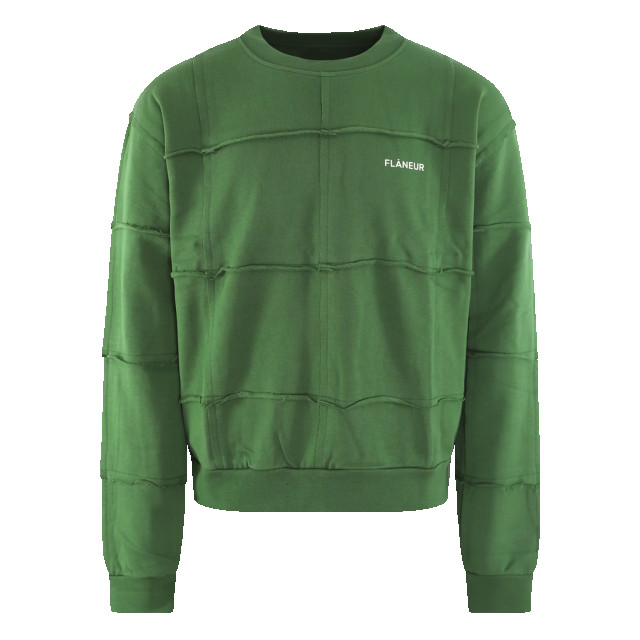 Flaneur Homme Heren cut & sew sweater green F14124-Groen large