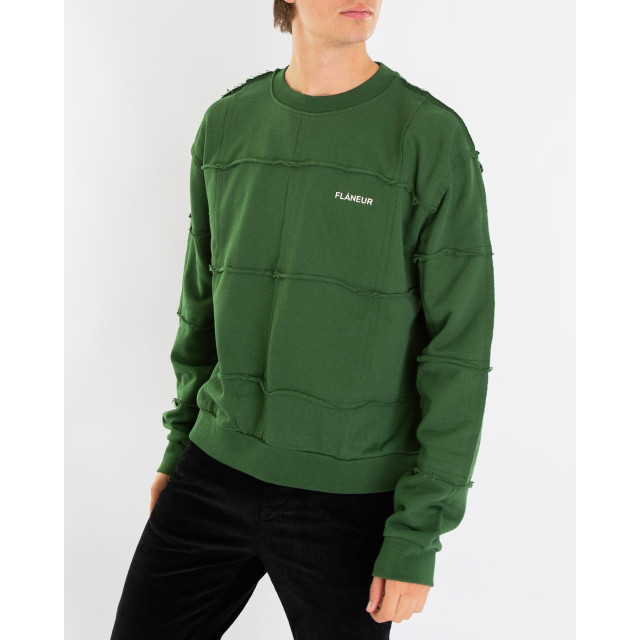 Flaneur Homme Heren cut & sew sweater green F14124-Groen large
