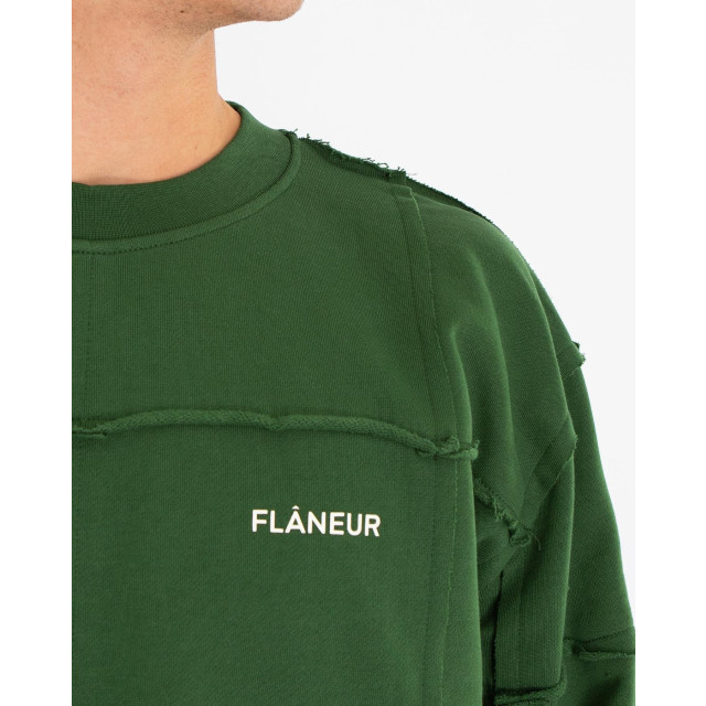 Flaneur Homme Heren cut & sew sweater green F14124-Groen large