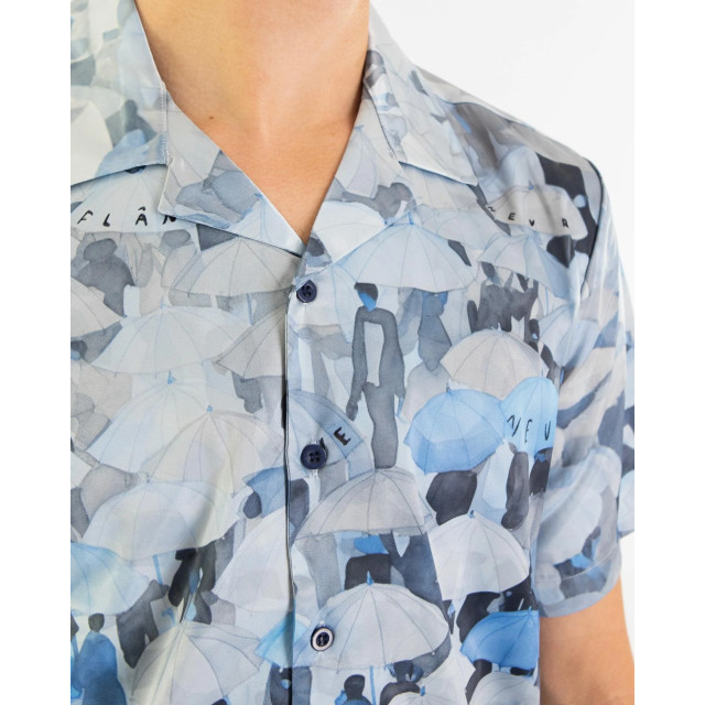 Flaneur Homme Heren umbrella viscose shirt F14066-Blauw large