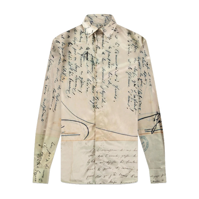 Flaneur Homme Heren letter viscose shirt F14108-Beige large