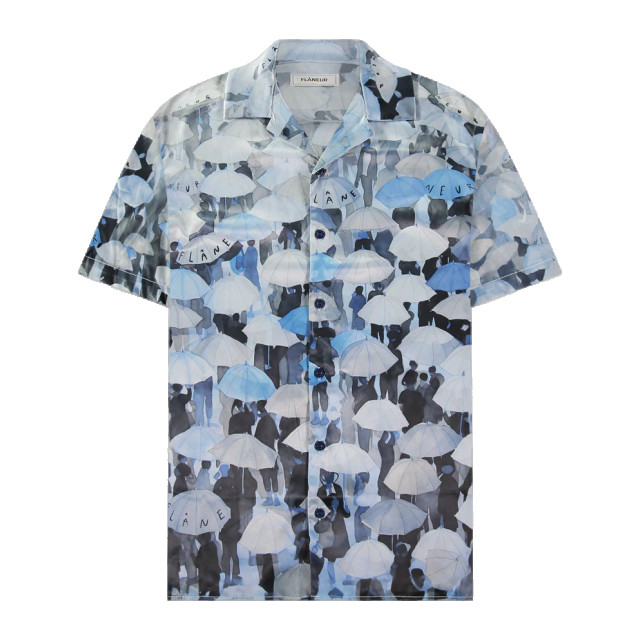Flaneur Homme Heren umbrella viscose shirt F14066-Blauw large