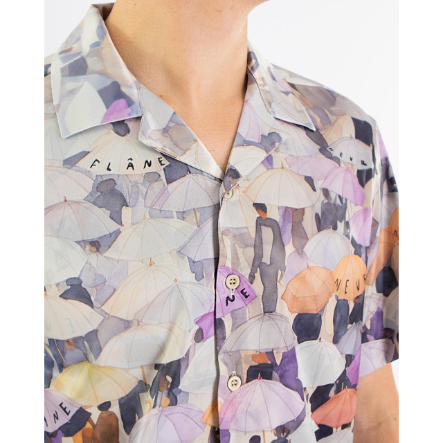 Flaneur Homme Heren umbrella viscose shirt purple F14156-Paars large