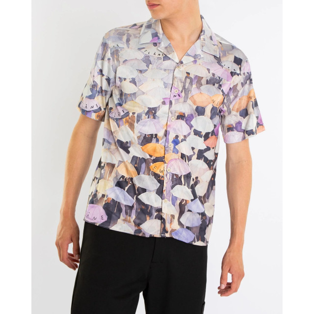 Flaneur Homme Heren umbrella viscose shirt purple F14156-Paars large