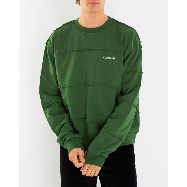 Flaneur Homme Heren cut & sew sweater green F14124-Groen large