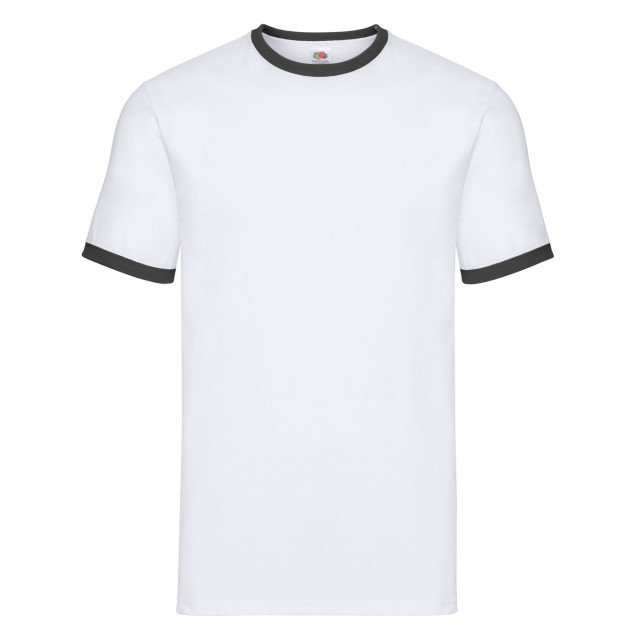 Fruit of the Loom Heren ringer t-shirt UTFK3029_whiteblack large