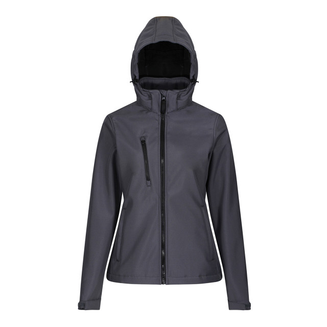 Regatta Dames venturer 3 layer hooded soft shell jacket UTFK2937_sealgreyblack large