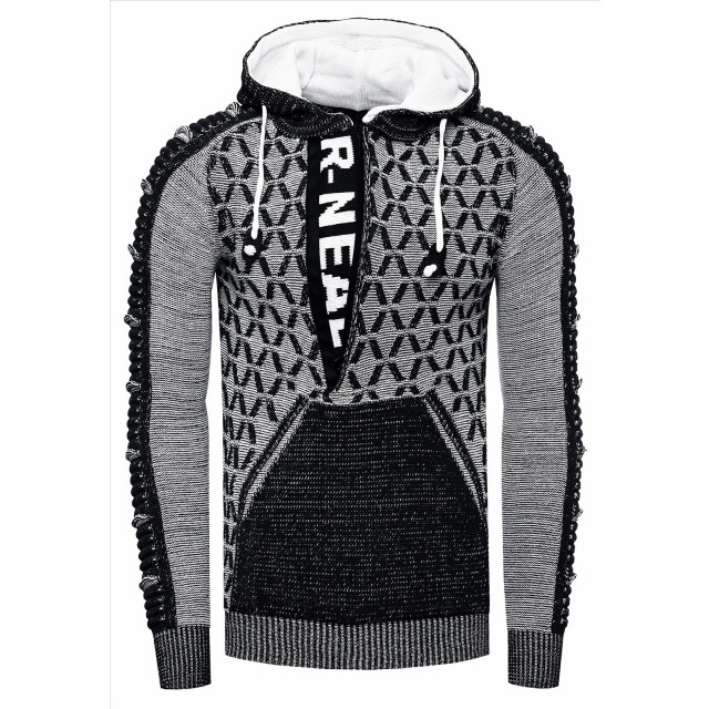 Rusty Neal heren trui zwart wit hoodie 13362 9513-R-13362 large