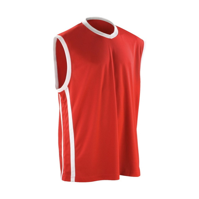 Spiro Impact Heren quick dry mouwloos basketbalshirt UTFK2061_redwhite large