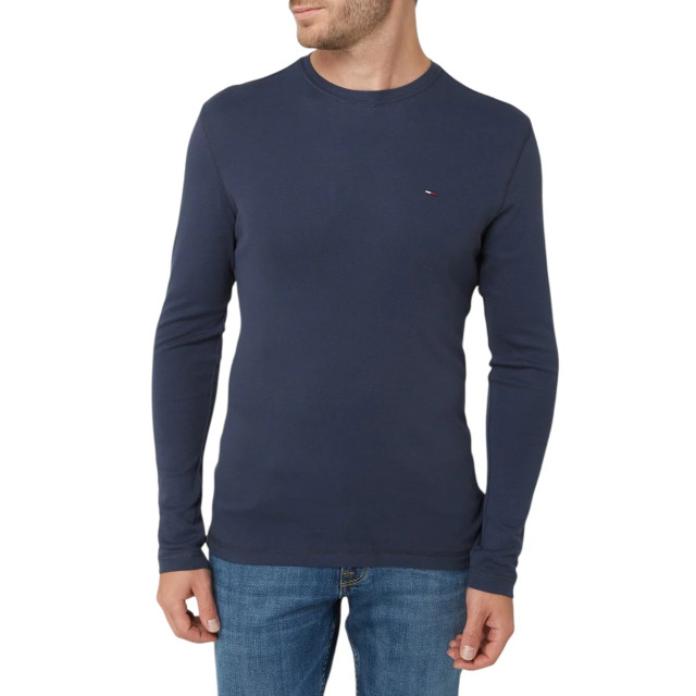 Tommy Hilfiger Gemêleerd slim fit longsleeve Tommy Hilfiger Blauw Gemêleerd Slim Fit Longsleeve large