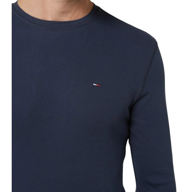 Tommy Hilfiger Gemêleerd slim fit longsleeve Tommy Hilfiger Blauw Gemêleerd Slim Fit Longsleeve large