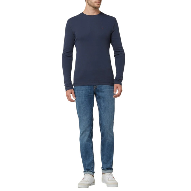 Tommy Hilfiger Gemêleerd slim fit longsleeve Tommy Hilfiger Blauw Gemêleerd Slim Fit Longsleeve large