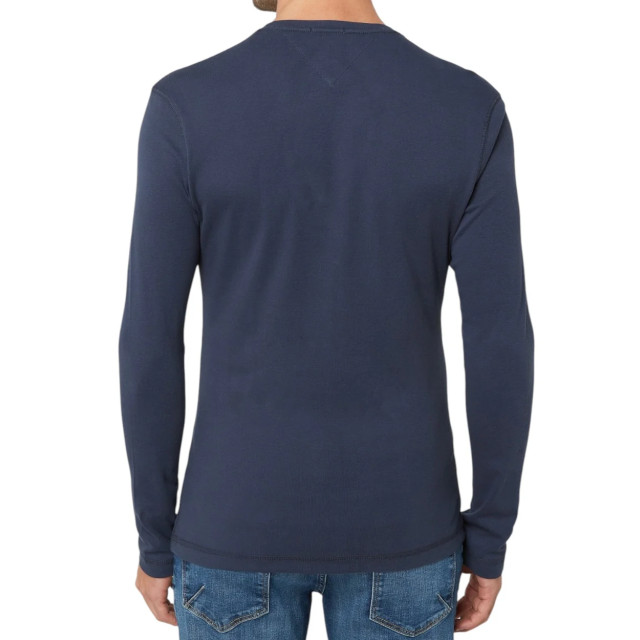 Tommy Hilfiger Gemêleerd slim fit longsleeve Tommy Hilfiger Blauw Gemêleerd Slim Fit Longsleeve large