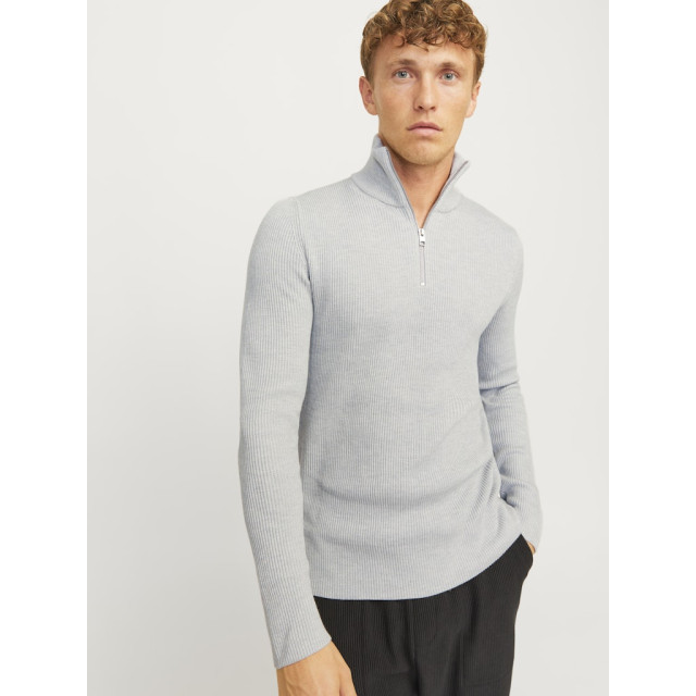 Jack & Jones jjeperfect knit half zip sn 12257773 light grey melange 05711.910.0016 large