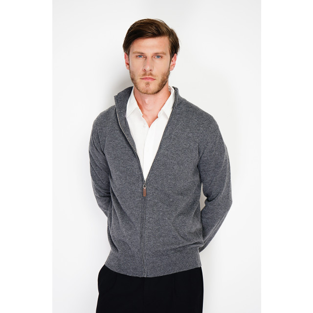 William de Faye Long-sleeved vest loup WFM146_Dark gray large