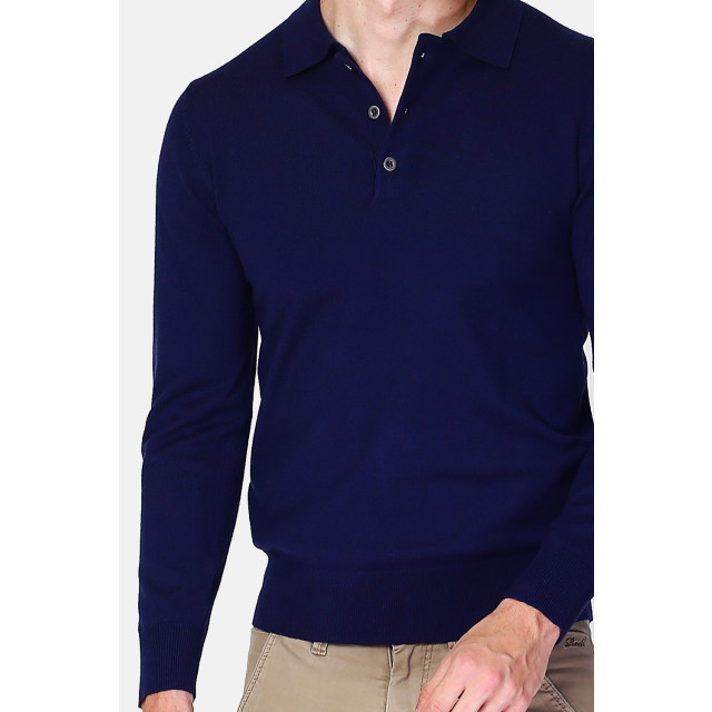 William de Faye Longsleeve polo night WFM90_Night blue large
