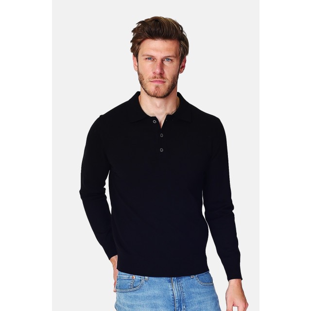 William de Faye Longsleeve polo - WFM90_Black large
