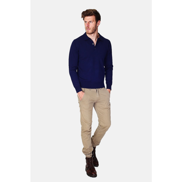 William de Faye Longsleeve polo night WFM90_Night blue large