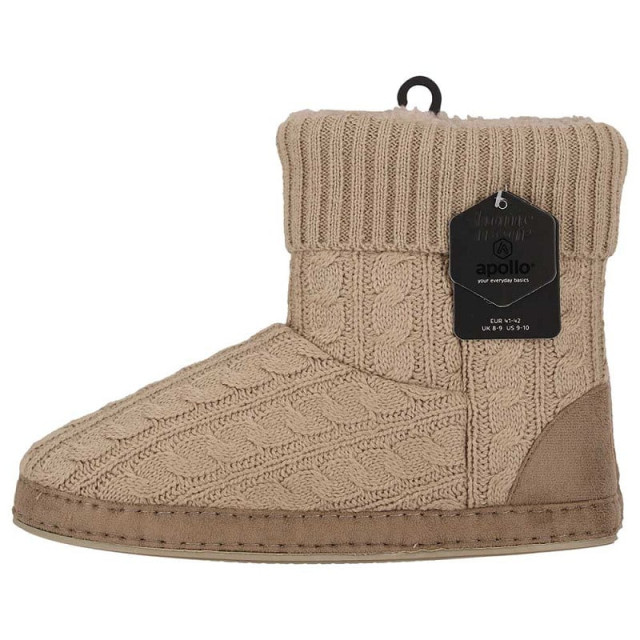 Apollo Dames pantoffels kabel patroon taupe 000123828007-003 large