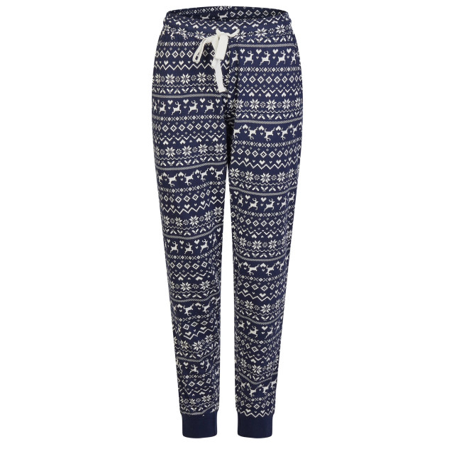By Louise Dames pyjama set lang katoen roze/donkerblauw norwegian jacquard print BL-411-02 large