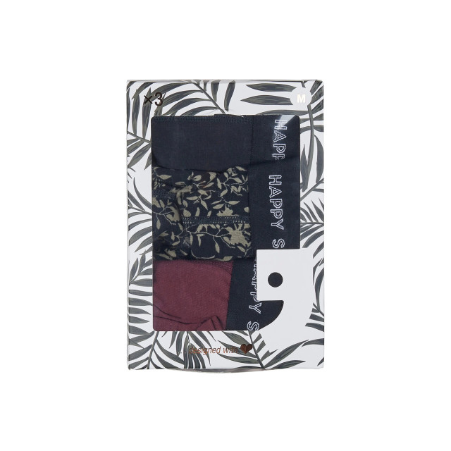 Happy Shorts Heren boxershorts trunks 3-pack zwart/bordeaux rood HS-J-1106 large