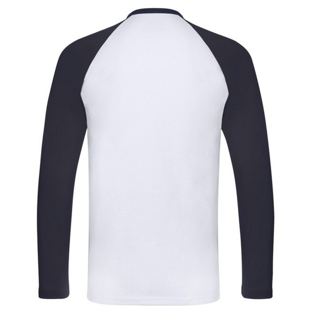 Fruit of the Loom Heren valueweight baseball t-shirt met lange mouwen UTFK2329_whitedeepnavy large