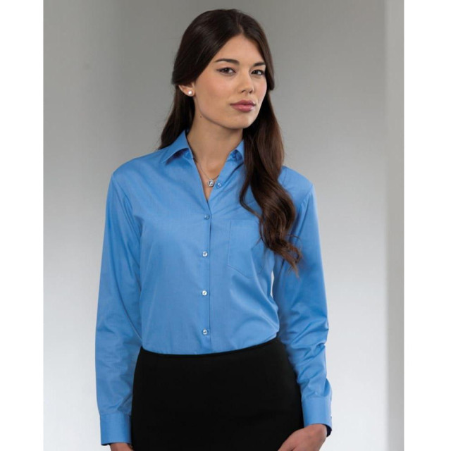 Russell Athletic Collectie dames lange mouwen poly-katoen gemakkelijk onderhoud gepaste poplin shirt UTFK738_corporateblue large