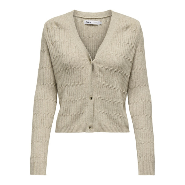 Only onlkatia ls cable v-neck cardi knt 15310902 mocha meringue 06741.881.0001 large