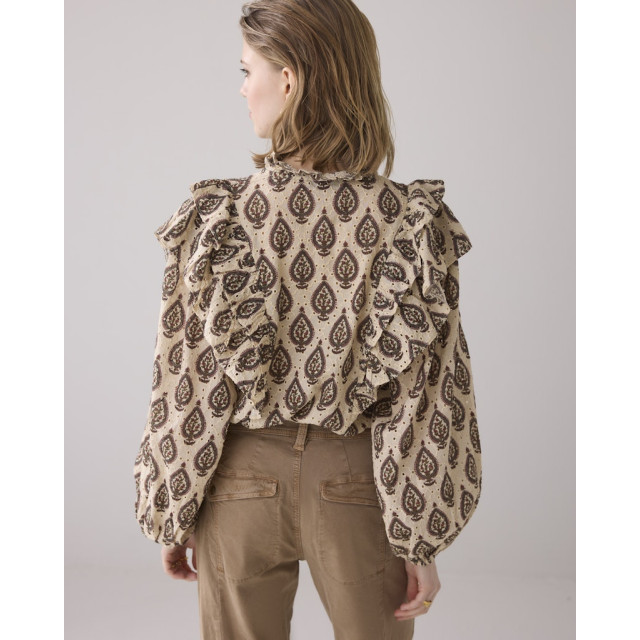 Summum longsleeve blouse print embroidery 2s3219-12213 702 pebble beige 06615.198.0025 large