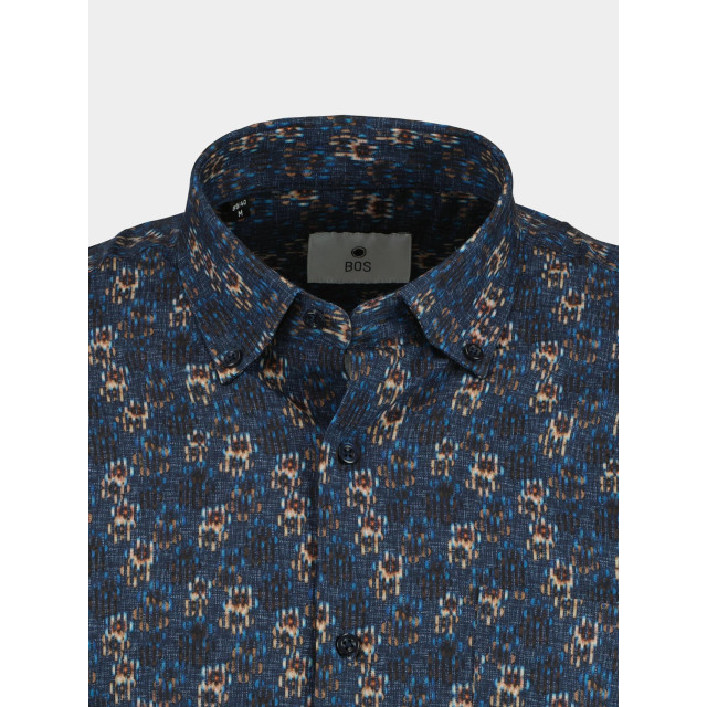 Bos Bright Blue Casual hemd lange mouw blue with flowers 26413/v02 187378 large