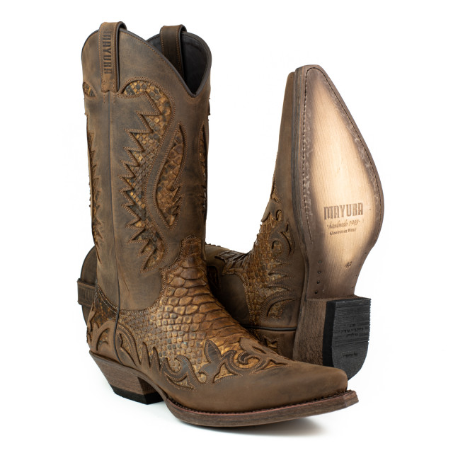 Mayura Boots Cowboy laarzen 1935-milanelo zamora/ natural DESERT-2567 CRAZY OLD SADALE / PYTHON TIERRA  large