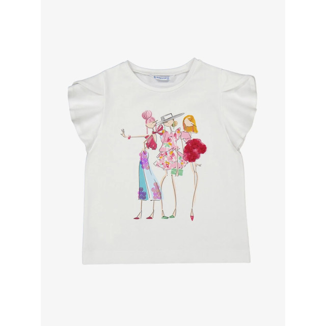 Mayoral Meisjes t-shirt print wit 3-004-89 large