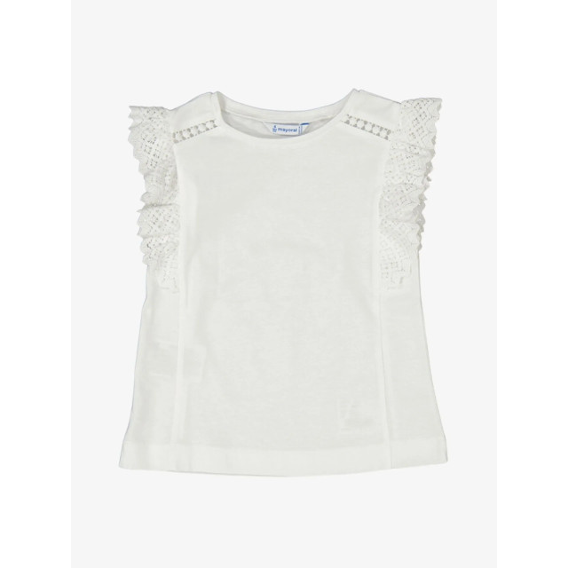 Mayoral Meisjes t-shirt crochet wit 3-010-75 large