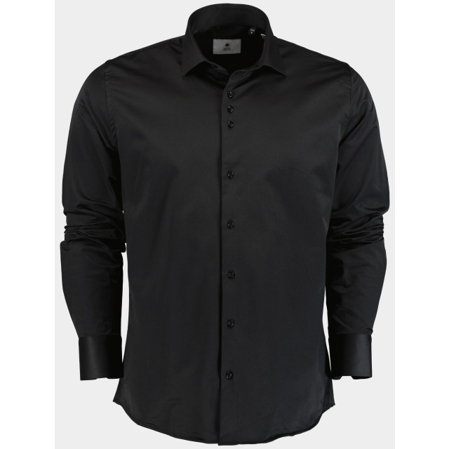 Bos Bright Blue Casual hemd lange mouw slim fit napoli/black 185111 large