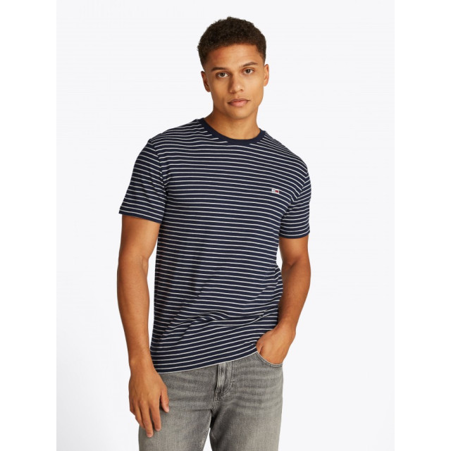 Tommy Hilfiger Dm0dm20377 0a6 -  slim stripe tee -  dark navy ecru t-shirt - 0A6 Dark Navy Ecru/DM0DM20377 Slim Stripe Tee large