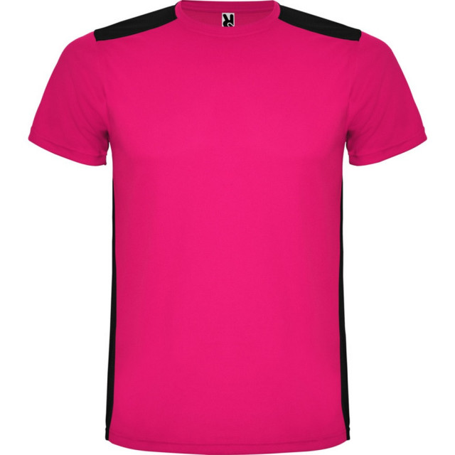 Roly Unisex detroit sport t-shirt met korte mouwen voor volwassenen UTPF4445_fuchsiasolidblack large