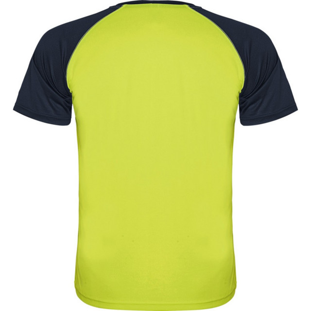 Roly Kinderen/kinderen indianapolis sport t-shirt met korte mouwen UTPF4443_fluroyellownavyblue large