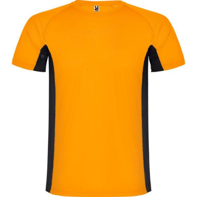 Roly Kinderen/kinderen shanghai sport t-shirt met korte mouwen UTPF4442_fluroorangesolidblack large