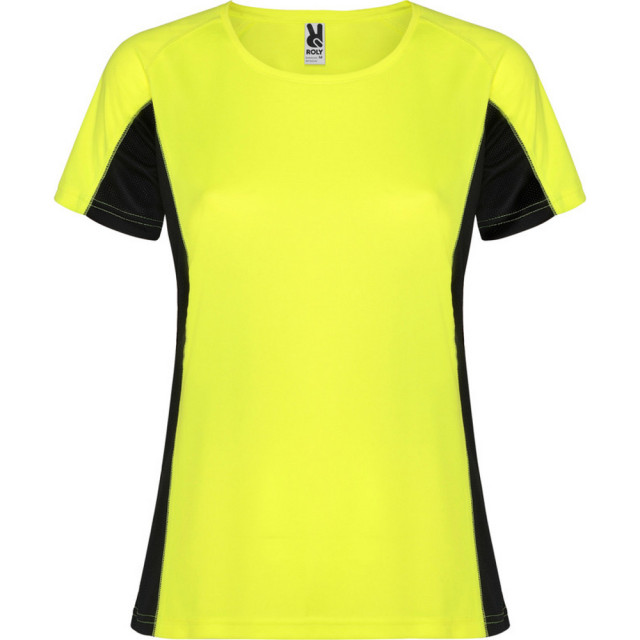 Roly Dames shanghai sport t-shirt met korte mouwen UTPF4435_fluroyellowsolidblack large