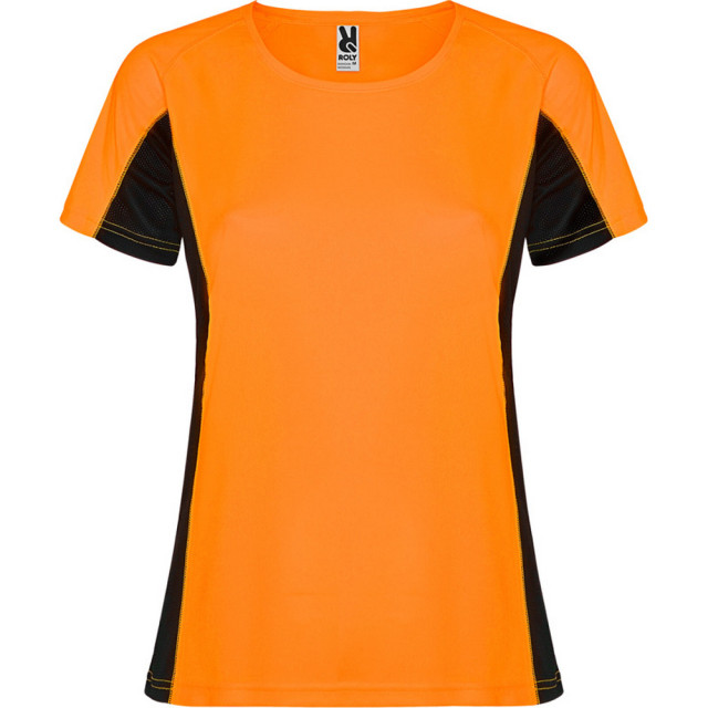 Roly Dames shanghai sport t-shirt met korte mouwen UTPF4435_fluroorangesolidblack large