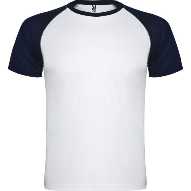 Roly Kinderen/kinderen indianapolis sport t-shirt met korte mouwen UTPF4443_whitenavyblue large