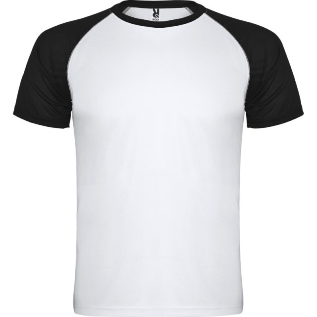 Roly Kinderen/kinderen indianapolis sport t-shirt met korte mouwen UTPF4443_whitesolidblack large