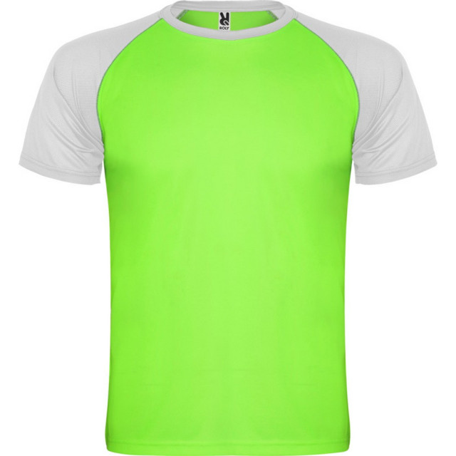 Roly Kinderen/kinderen indianapolis sport t-shirt met korte mouwen UTPF4443_flurogreenwhite large