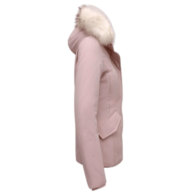 Matogla Korte winterjas met te echte bontkraag roze 5897P large