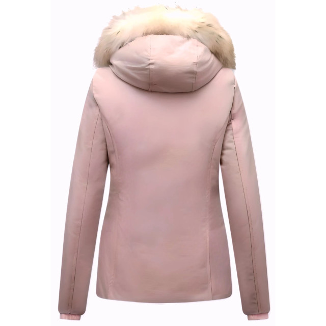 Matogla Korte winterjas met te echte bontkraag roze 5897P large